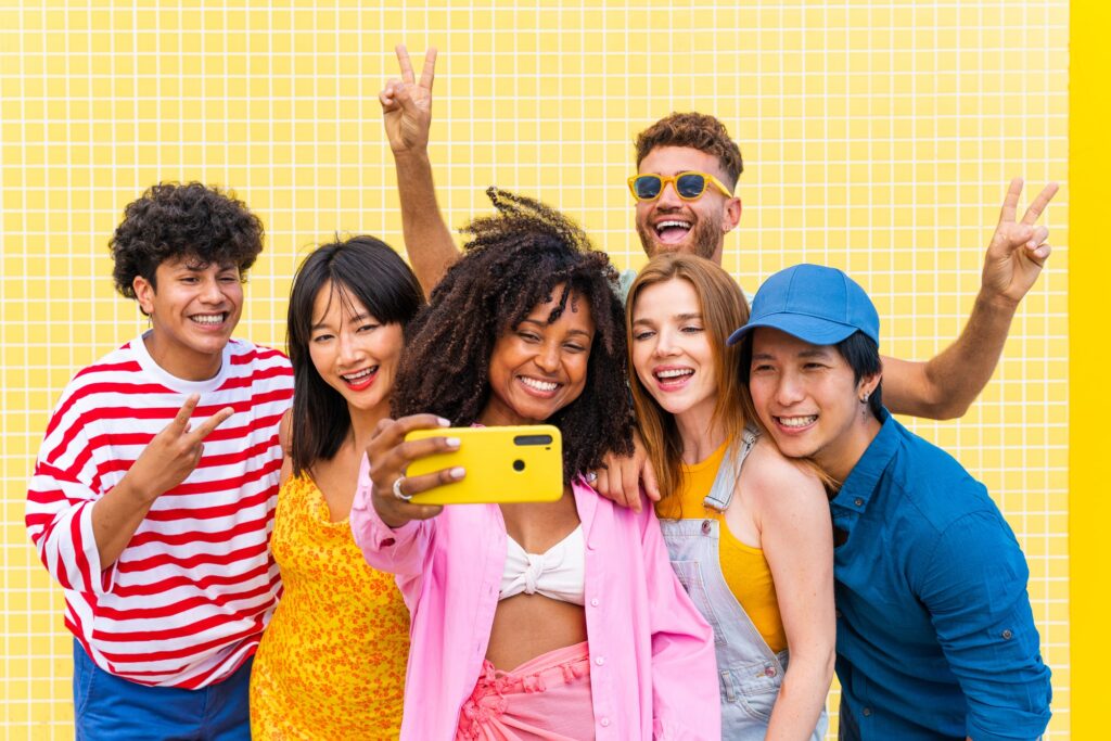 Group of young best friends bonding outdoors